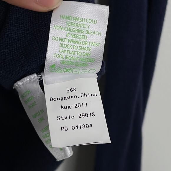 New Lilly Pulitzer Lyon Cold Shoulder Sweater Small True Navy Blue Cotton Modal - Picture 9 of 11